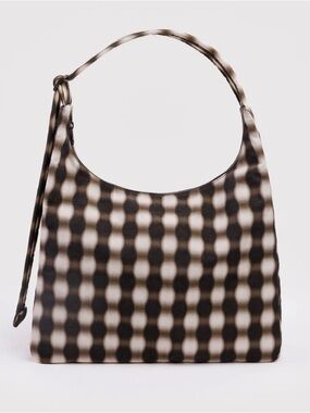 NWT Baggu Nylon Shoulder Bag - Blurred Gingham Brown